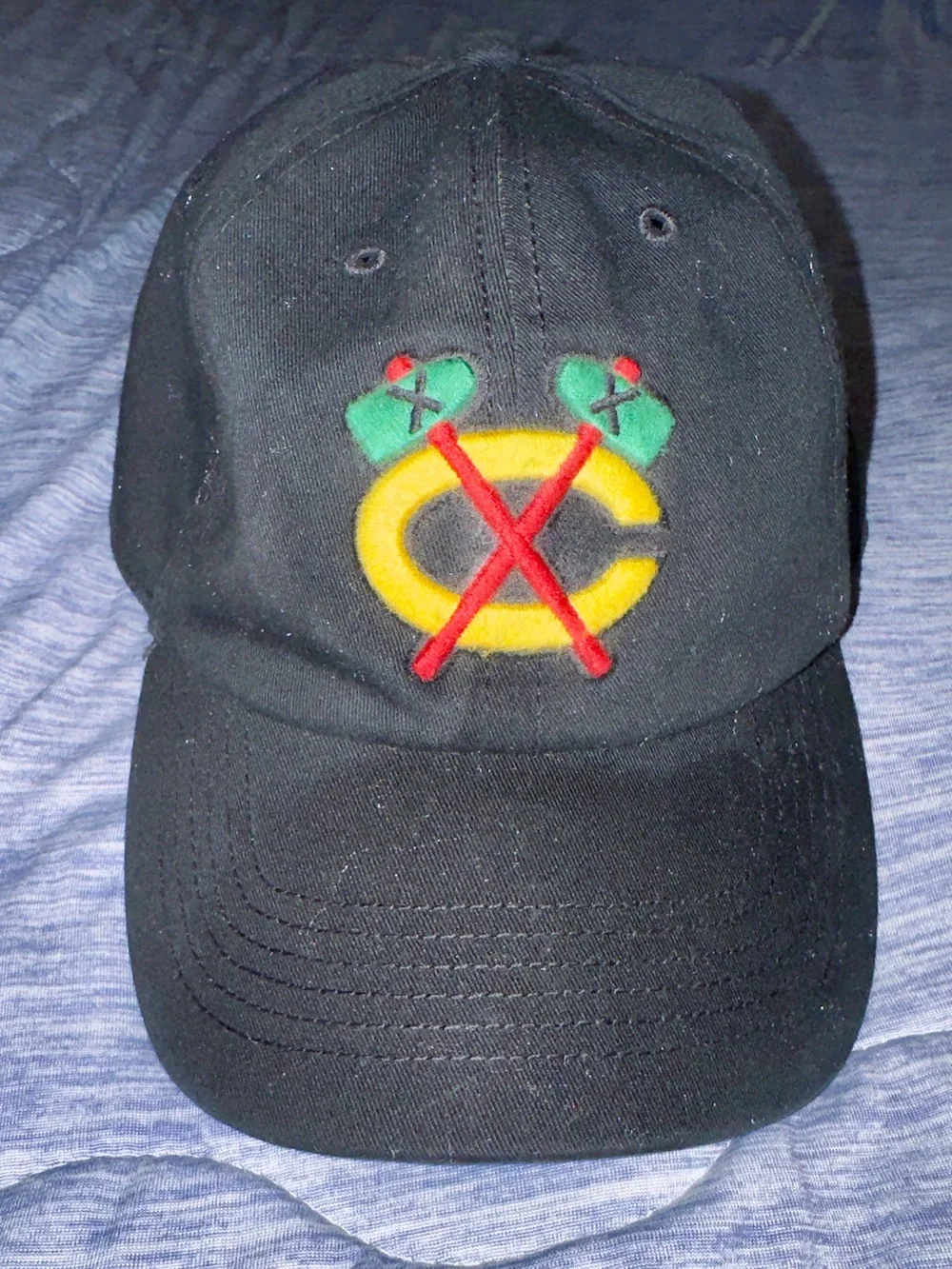 '47 Black Chicago Blackhawks Cap with Embroidered Multicolor Patch